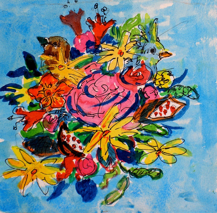 floral fantasy  watercolor 6x6
