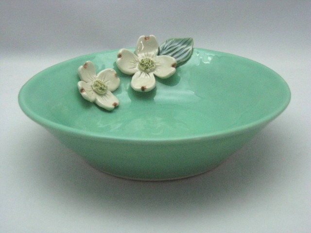 Handmade Stoneware Dogwood Bowl