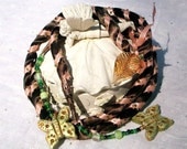Handfasting Cord Brown and Peach w One of a kind Butterflies Pagan Wiccan Wedding CLEARANCE PRICE