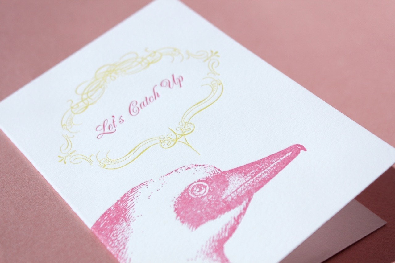 SALE Let's Catch Up-Letterpress Printed Single Blank Card