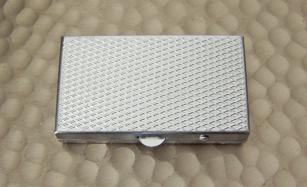 Metal Pill Box Hand Painted Rectangle Pillbox in Red White and Black Metal Box Blossom Inspired with a Glossy Enamel Finish