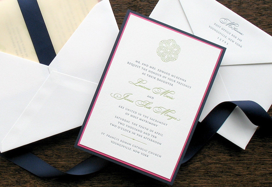 Letterpress Wedding Invitation - SAMPLE - Celtic Knot, Irish