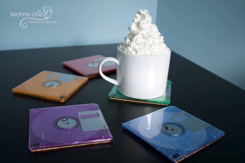 Floppy Disk Coasters - Funky Colors - Perfect Gift for a Geek :o)