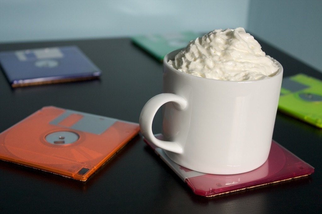 Floppy Disk Coasters - NEON - Techie Gift - Tech Lover