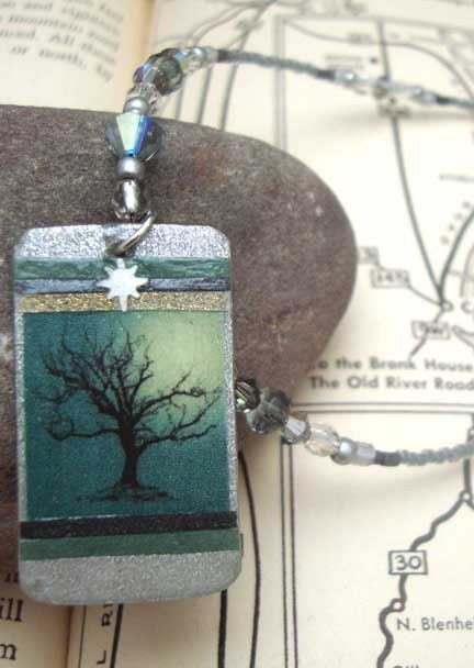 tree of life necklace in teal green