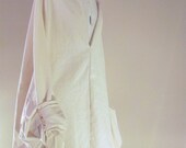 Windswept Cocoon Dress-Creme Linen Blend, Glass Bead Embellishments-Made to Order