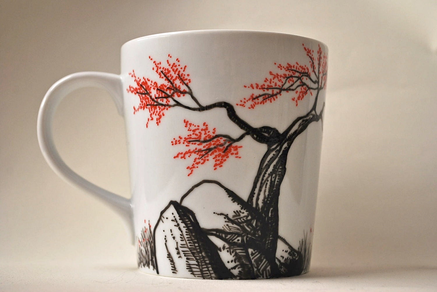 Handpainted - Mug - Cherry blossom