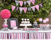 Zebra Party - Rockstar Party, Ribbon Garland, Diva Party, Sweet Sixteen, Spa Party, Ready to ship, Graduation, Baby Shower