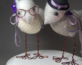 Made to Order. Custom Colors Needle Felted Love Birds. Cute Wedding Cake Topper.