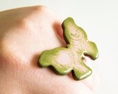 Green Butterfly Ring - MISS BUTTERFLY - OOAK