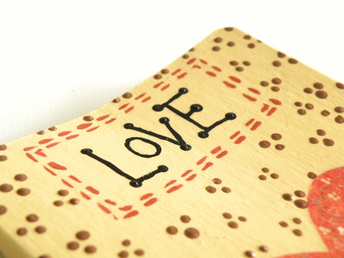 Decoupaged Pocket Moleskine - OOAK Journal with heart decoupage and country painting - OOAK