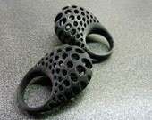 Polyoptic 9.6 3D printed ring in black acrylic