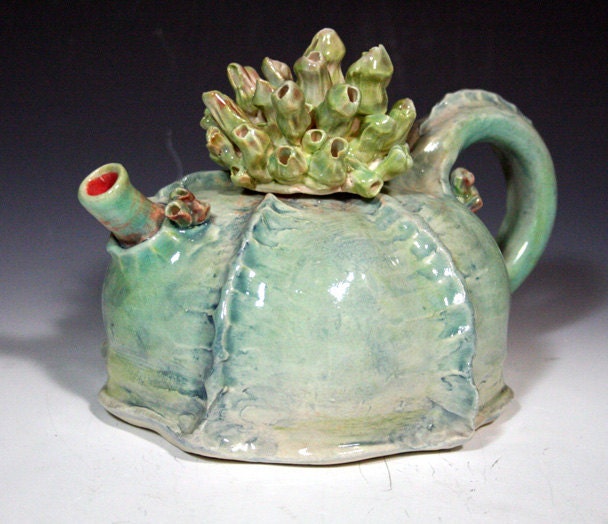 Coral Reef  Sea Shell inspired Ceramic Teapot Ocean Art