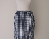 Vintage Seer Sucker Gingham Pencil Skirt