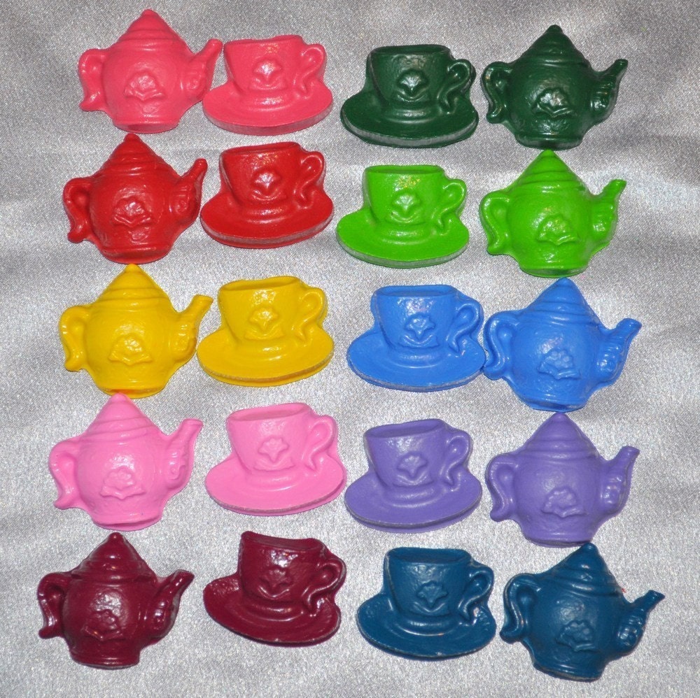 Recycled Crayons Tea Pots and Tea Cups Shaped - Total 20 Crayons. Il_170x135