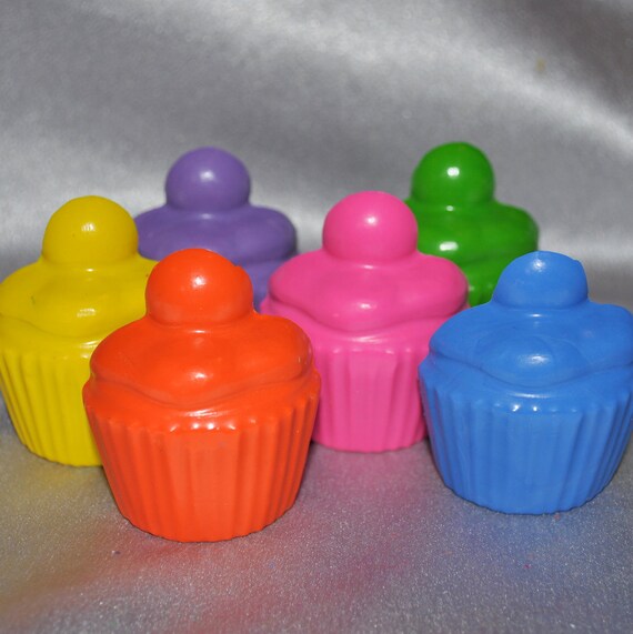 Recycled Crayons Cupcake with a flat back, Total of 6. Il_570xn