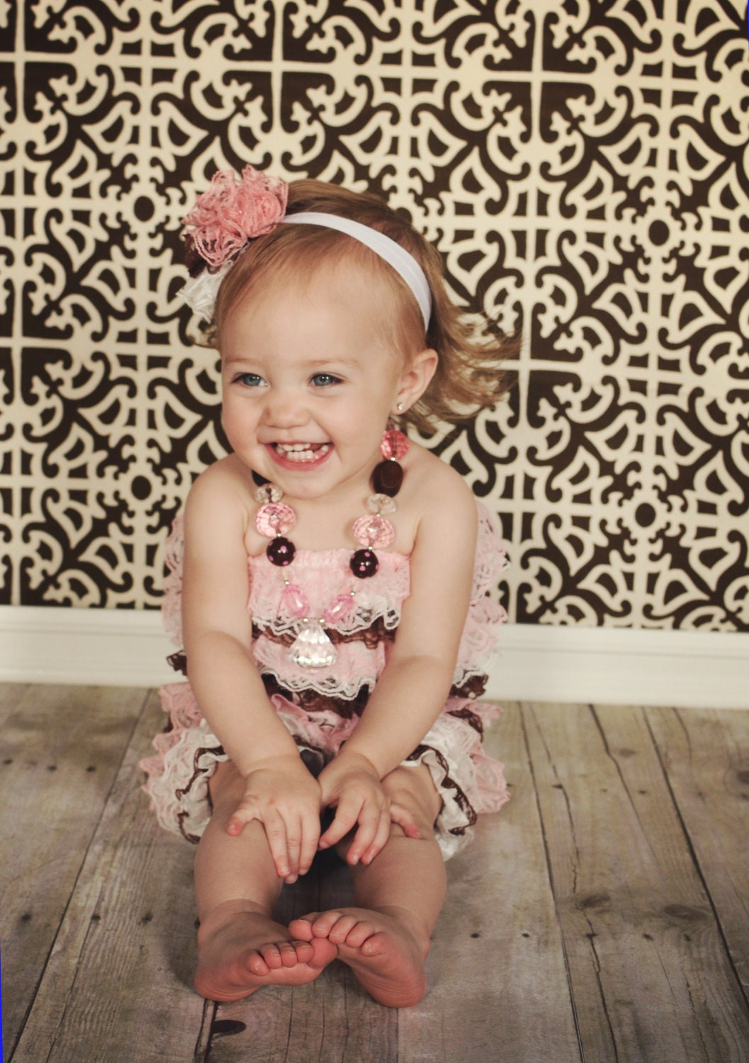 Multi colored pink petti romper lace bubble