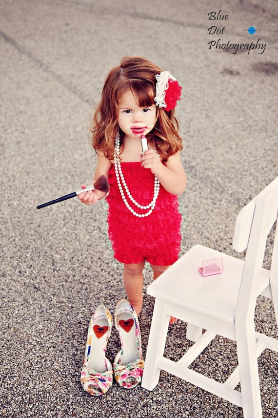 Red bubble lace Petti Romper, great photography prop