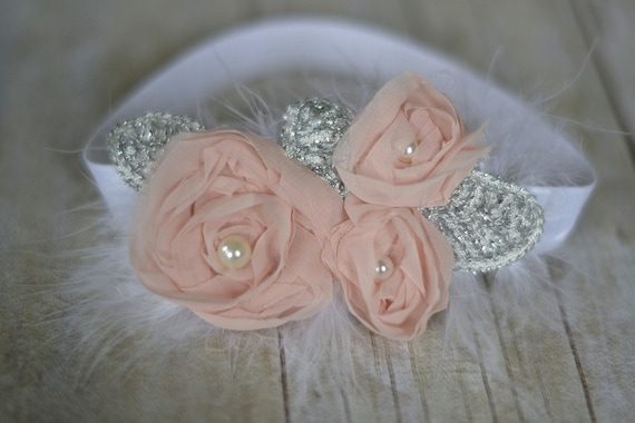 Light pink chiffon headband, baby headband, adult headband, infant headband, child headband