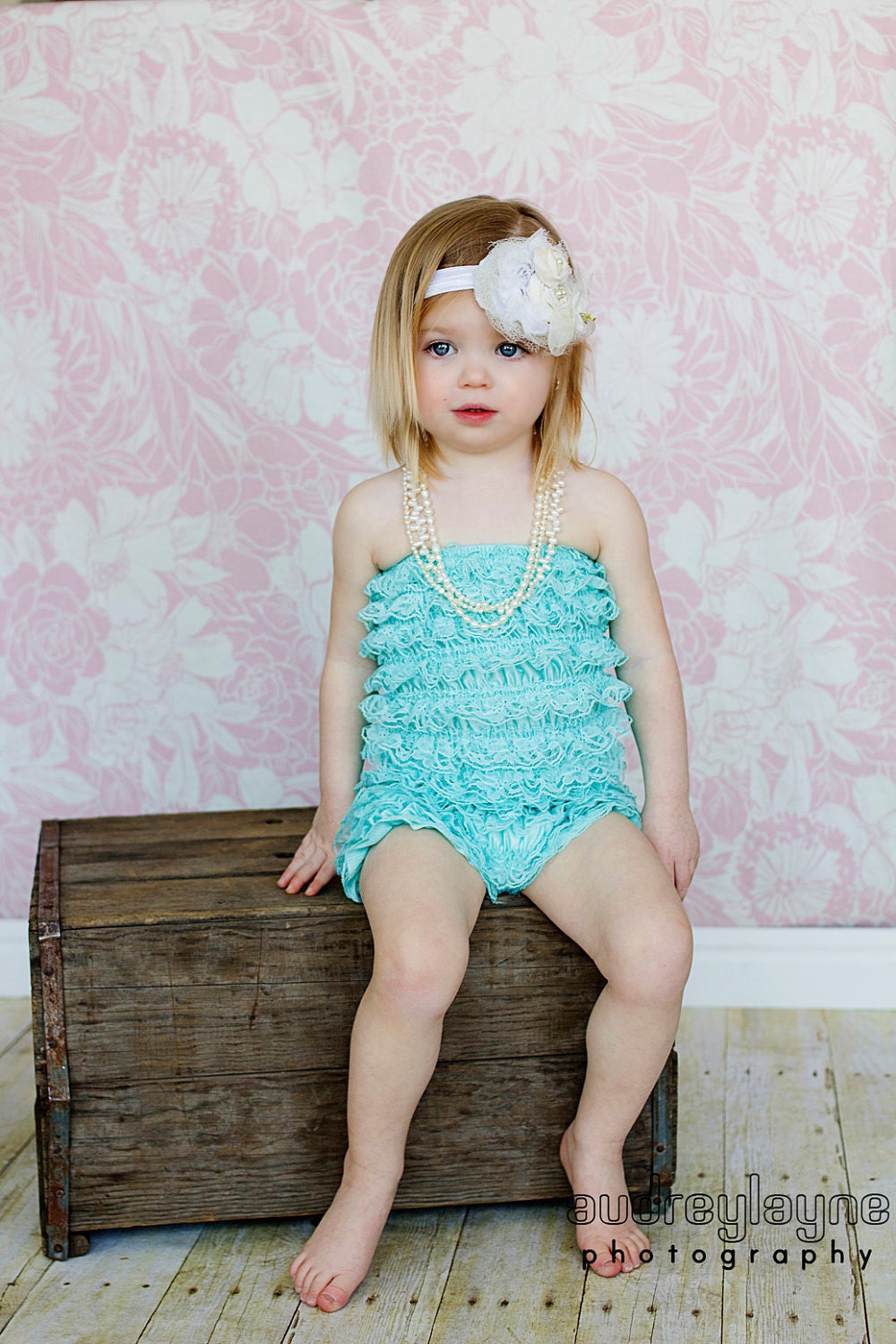 lace aqua petti romper