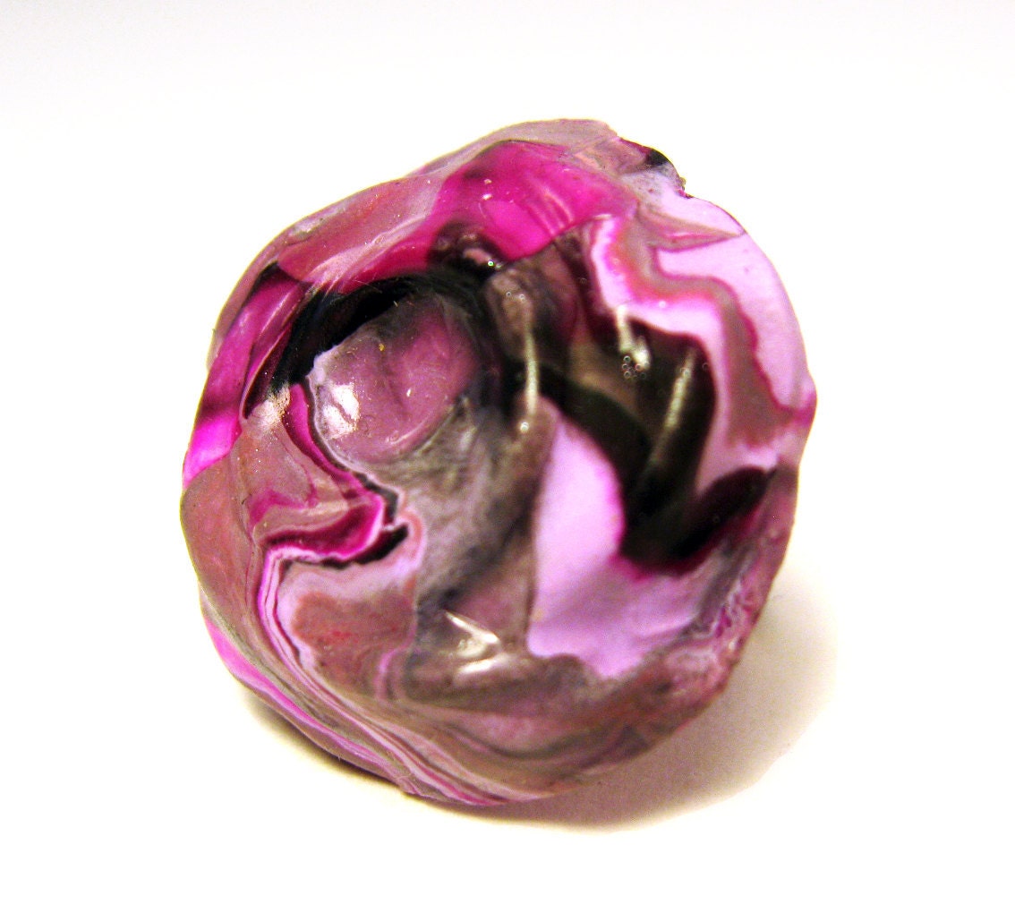 Handmade Purple/ Black Rose Clay Ring