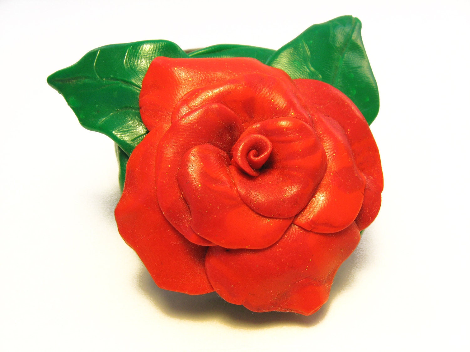 Polymer Clay Red Rose Jewelry Holder