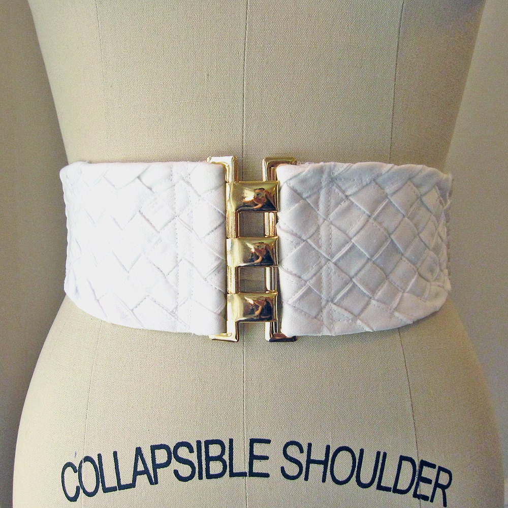 Hand woven stretch belt  in white - Basquet waist belt / Simone's Rose collection