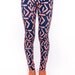 Hand Printed Leggings in Navy and Orange Punch 'Face' Print