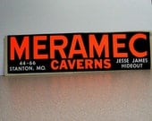 Meramec Caverns Jesse James Hideout vintage bumper sticker