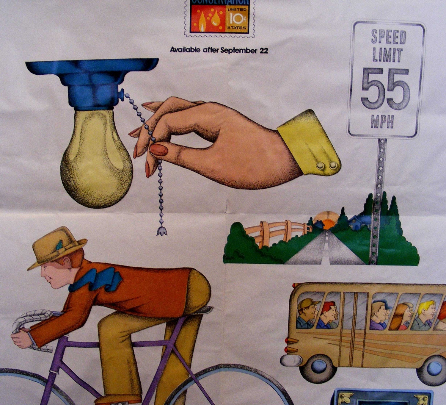 1974 USPS Energy Conservation Stamp Poster