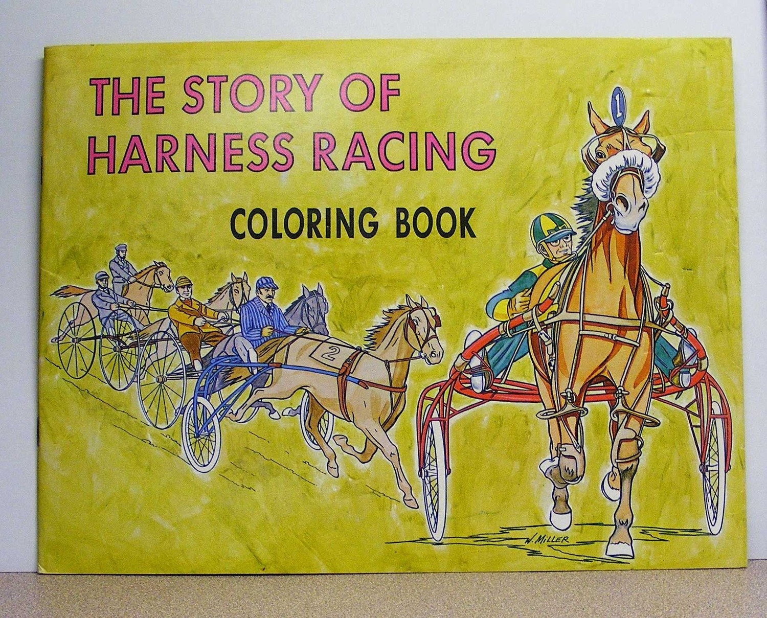 Harness horse racing vintage coloring book