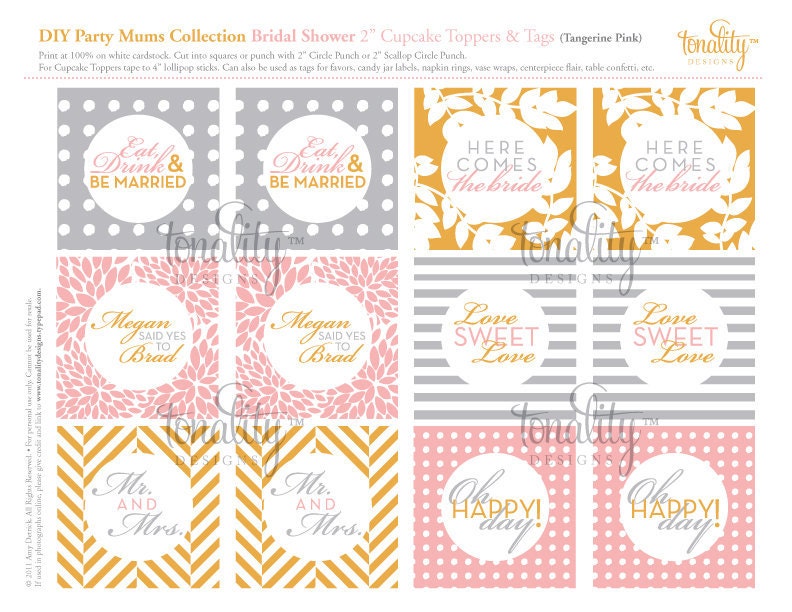 DIY Printable Party Collection Accessories: Party Mums (Tangerine Pink)