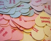 Conversation heart confetti, pink, blue, purple and yellow (96 PIECES)