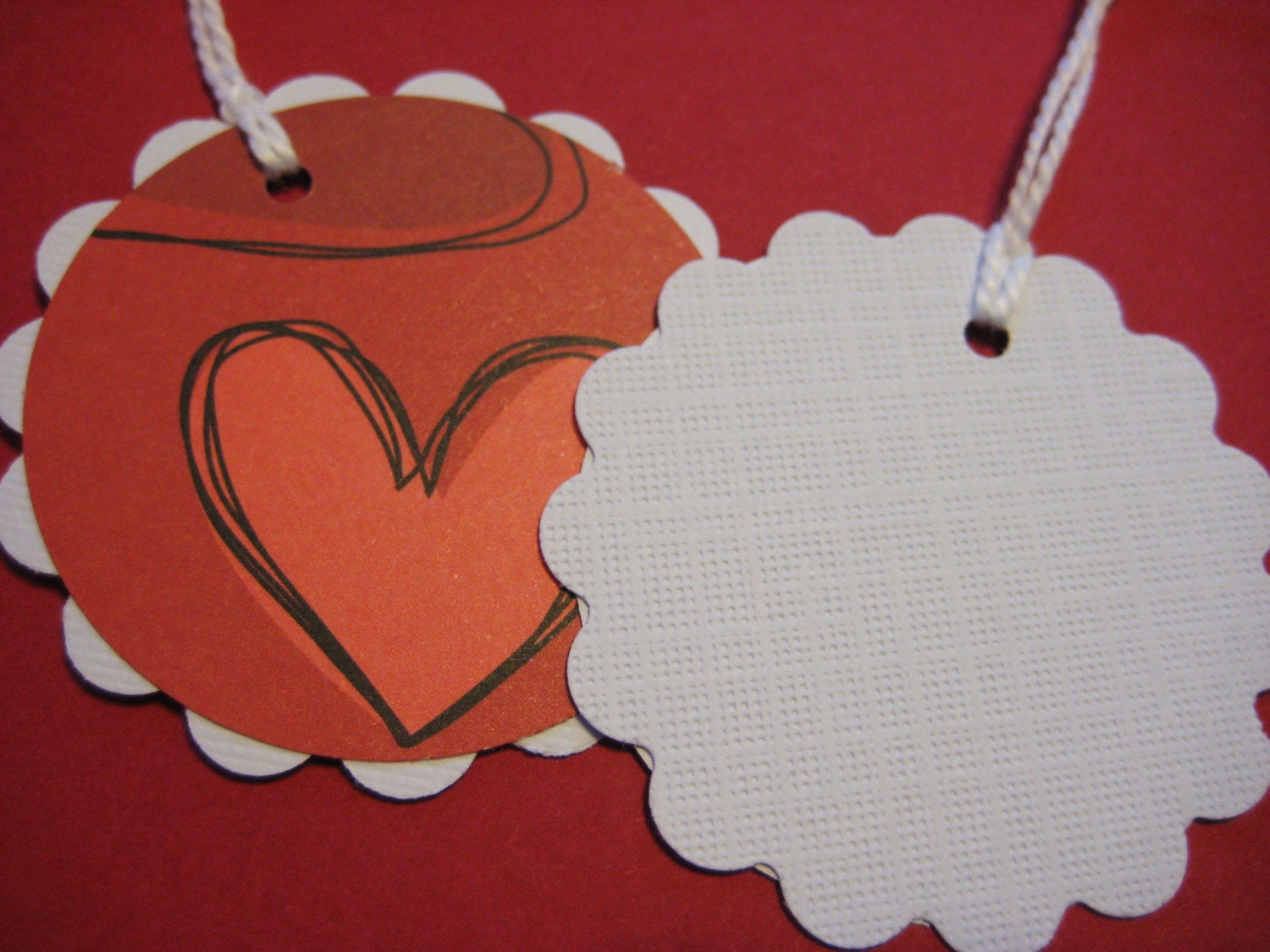 Gift tags, red whimsical hearts set of 10