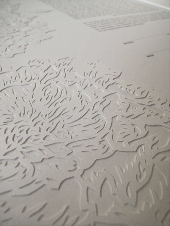 Papercut Ketubah - Peonies