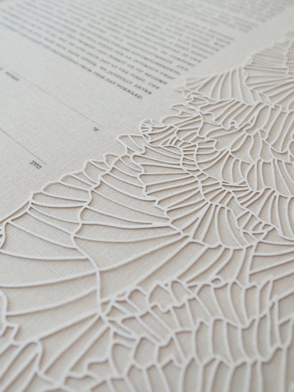 Papercut Ketubah - Ruffles (on bookcloth paper)