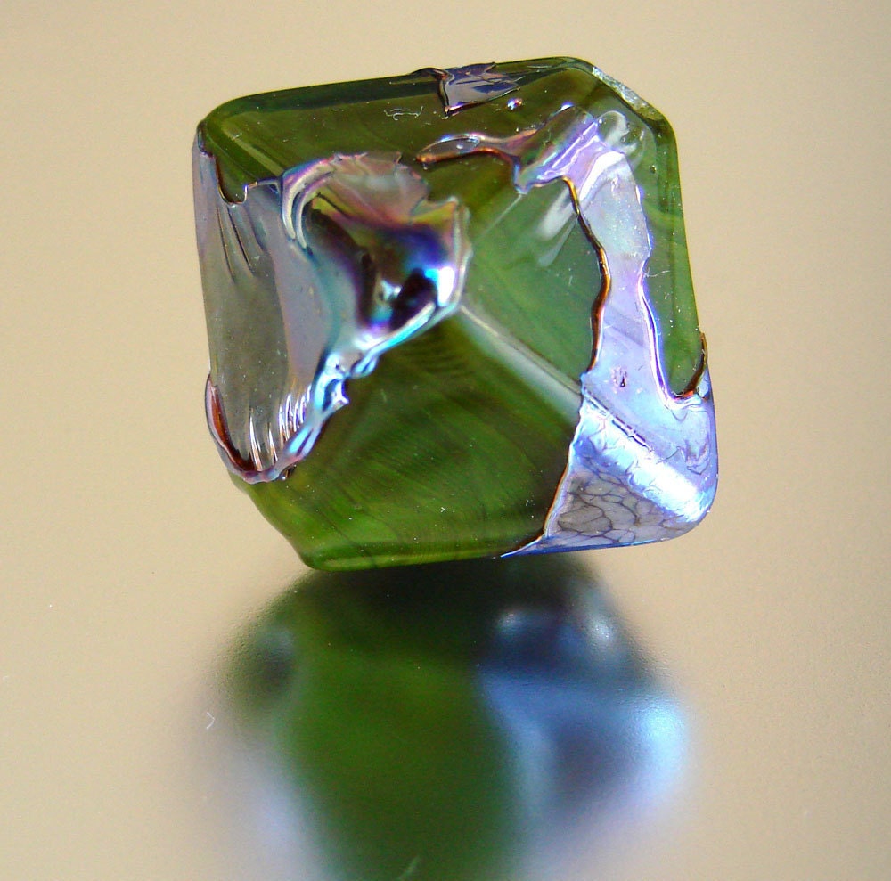 Metalic Military  -  Lampwork Crystal focal bead