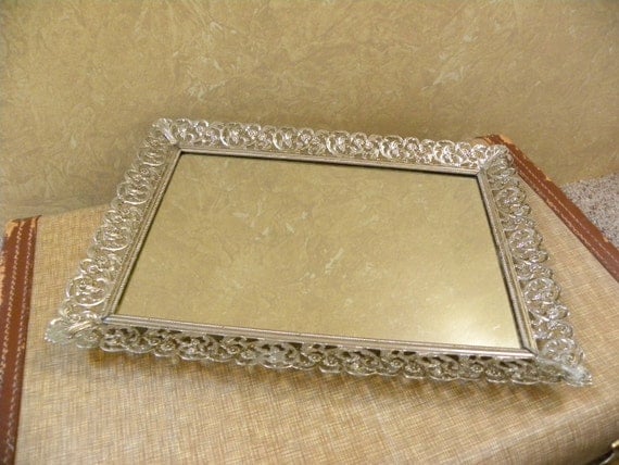 Vintage Gold Filigree Vanity Mirror