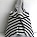Tote bag-Black and White Stripe-Double Straps-Large