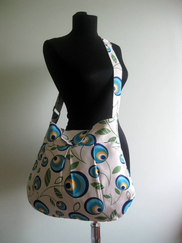 Sale % 10 off-Green Leaves-Multicolor-Canvas-Pleated-Adjustable to Straps-Everyday Bag-Blue Yellow Cream Green