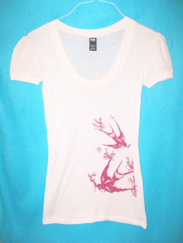 Sweet Swallows Princess Sleeve Gauze Top Eggshell/Violet Screenprint