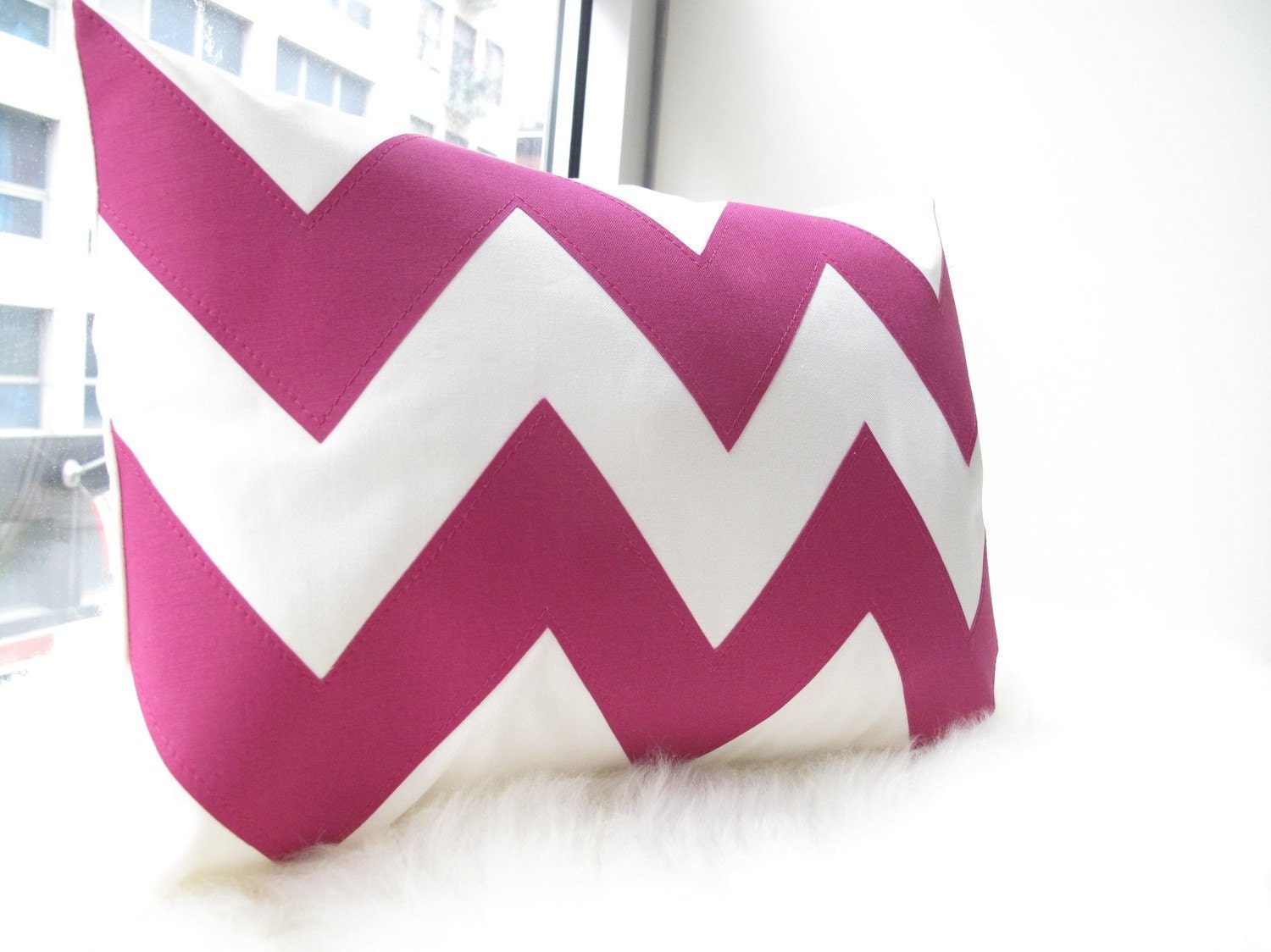 Chevron Pillow in Fuchsia