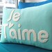 Je T'aime Pillow in Light Teal