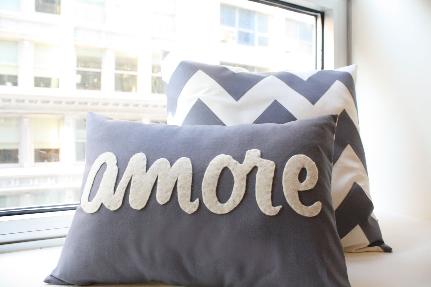 Amore Pillow - Italian Love in Charcoal Gray