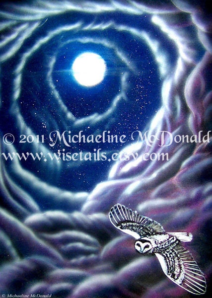 Owl painting art print by Michaeline 8x10 inches