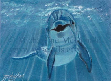 Dolphin painting art print by Michaeline 8x10 inches