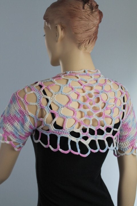 Crochet  Cotton Multicolor  Shrug Bolero / Fall  Spring Fashion
