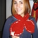 Bright Red Stay-put Ascot Hand Knit Scarf Stay in Place Scarflette