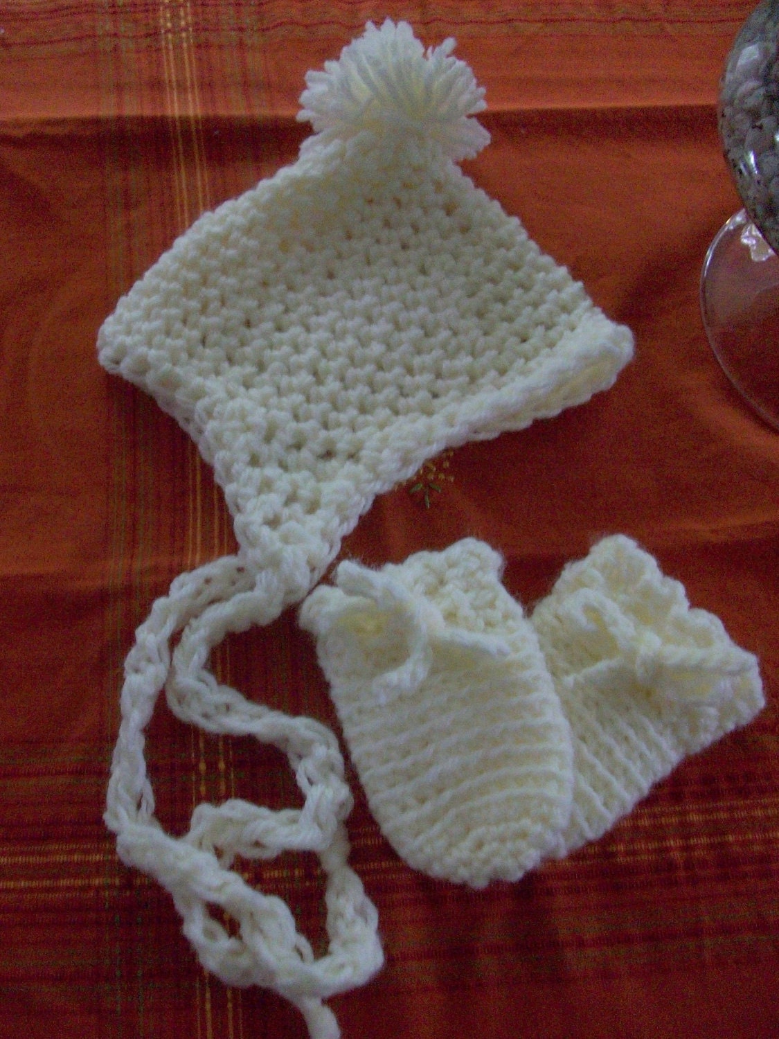 Baby Hat with Ear Flaps and Baby Mitts