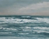 Fog Lifting Over Salmon Creek Beach, Large Art Print of Original Sea Oil Painting